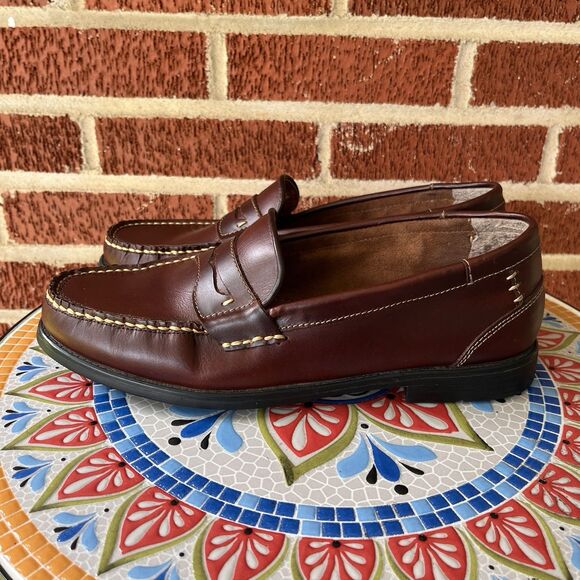 Vintage French Shriner Ronan Mens 10M Burgundy Penny Loafers Handcrafted main image 7